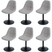 Mendler 6er-Set Esszimmerstuhl HWC-A60, Küchenstuhl Stuhl Drehstuhl, Stahl Stoff/Textil Bouclé (450g/m²) taupe