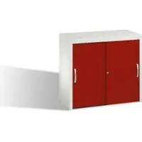 C+P Akten-Sideboard Acurado mit Schiebetüren, 2 Ordnerhöhen, H720xB800xT400mm Front Rubinrot Korpus Lichtgrau