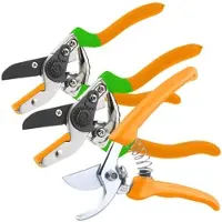 ROYAL GARDINEER Gartenscheren-Set mit 1 Bypass- & 2 Amboss-Scheren, 19 cm & 21,5 cm