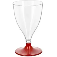 Monouso - Mehrweg Durable Weinglas aus PS Fuß Rot 200ml 2-teilig (6 Stück)
