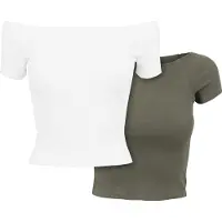 Urban Classics Off Shoulder Rib Kurzarm-t-shirt 2 Einheiten