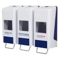 JM Metzger Trispender - 3 Softflaschenspender auf Wandplatte SF2000B3 , Farbe: blau-weiß