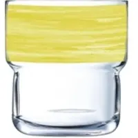 Arcoroc 12x Stapelbecher 0,22 l aus gehärtetem Glas Form BRUSH LOG Yellow / Gelb von