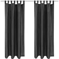 Arsvita 2er Pack Gardine Blickdicht Alessia mit Schlaufen 140x245cm schwarz