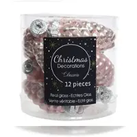 Kaemingk 12 GlasZAPFEN 6cm Christbaumschmuck Weihnachtskugeln Weihnachtsbaum hellrosa