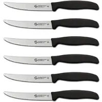 Sanelli Ambrogio Supra - Packung mit 6 Steakmessern mit halbem Wellenschliff, 12 cm