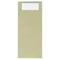 Mank Bestecktasche in Oliv 85 x 200 mm, mit 2-lagiger Tissue-Serviette in Weiß - 100 Stück