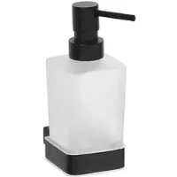BRILLANTBAD BERO Glasseifenspender Messing Glas Schwarz 65x150x120 mm, 250 ml für Bad & Küche >> zum Bohren