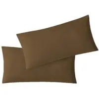 EXKLUSIV HEIMTEXTIL Kissenbezug Hülle Doppelpack mit Reißverschluss 40 x 60 cm Jersey Schokobraun