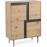 Bizzotto Highboard Stanwood aus Eichenholz, modernes Design mit Metalleinsätzen, natur, 90 cm breit