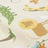 Buttinette Bio-Baumwollstoff "Safari Tiere", beigegrundig