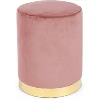 Bizzotto Pouf Lucilla aus Samt, modern gepolstert, rosa rund, goldfarbenes Metallgestell, bequem für Dein Zuhause
