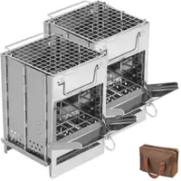 Pearl 2er-Set Camping-Holzöfen aus Edelstahl, faltbar, inkl. Transporttasche