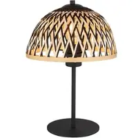 Globo Tischlampe, Metall, Schwarz-matt, Bambus, H 37 cm