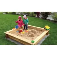 Meingartenversand.de Premium Sandkasten Paul 125 x 125 cm – Sandkasten aus Lärche, naturbelassen – Spielzeugsandkiste – Kindersandkasten für den Garten