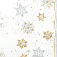 Home Fashion , Stars & Swirls silver, Lunch-Servietten aufgefaltetes Maß 33 cm x 33 cm, im Viertelfalz, 20 Stück pro Pack, 12 Pack pro Karton