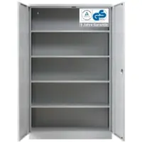 Proregal Stahlschrank BEE mit 4 lackierten Fachböden | HxBxT 195x120x42cm | Grau-Grau | Werkstattschrank Werkzeugschrank Aktenschrank Universalschrank