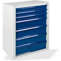 Proregal Schubladenschrank Kobra mit 7 Schubladen HxBxT 90 x 70 x 43,5 cm Lichtgrau Blau