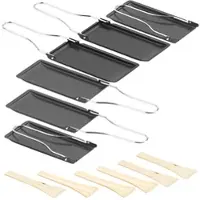Rosenstein & Söhne 6er-Set Grill-Pfännchen mit klappbarem Griff, spülmaschinenfest