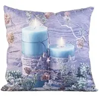 INFACTORY Deko-Kissen mit Kerzen-Motiv, 2 LEDs, batteriebetrieben, 45 x 45 cm