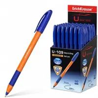Erich Krause Kugelschreiber 0,3mm 50er Pack Blau - mit Gummigriff - Kulis Kulischreiber Stifte Schreibstifte für Schule & Bürobedarf - U-109 Orange