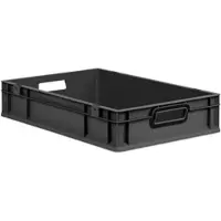 Proregal Eurobox NextGen Color, HxBxT 12x40x60cm, 23 Liter, Griffe schwarz offen, Schwarz, Eurobehälter, Transportbehälter