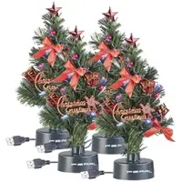 Pearl 4er-Set USB-Weihnachtsbäume mit LED-Farbwechsel-Glasfaserlichtern