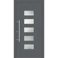 Haustuerenland.de Smarte Haustür "ANNELIESE" 79 mm RC2 mit Fingerprint Basaltgrau RAL 7012 beidseitig innen öffnend DIN links