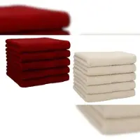 Betz 10 Stück Gästehandtücher PREMIUM 100% Baumwolle Gästetuch Set 30x50 cm rubinrot und sand