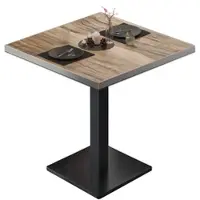 GGM Möbel BM | Bistrotisch | B:T:H 70 x 70 x 75 cm | Sheesham / Schwarz | Quadratisch | Edelstahl Rand