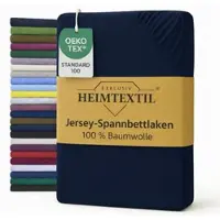 EXKLUSIV HEIMTEXTIL Jersey Spannbettlaken Premium 200 x 220 cm Navyblau 100% Baumwolle Öko - Tex Zertifiziert Bed-Sheet Bettlaken Spannbetttuch Topper