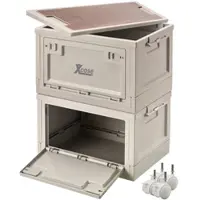 Xcase 2er-Set Aufbewahrungsboxen mit Rollen, mit Deckel & MDF-Ablage, je 30l