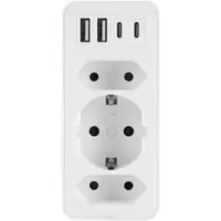 Plastrol Steckdosenadapter mit 4x USB und 3x 230V Steckdosen 3680W