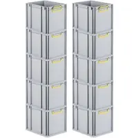 Proregal 10x Eurobox NextGen Color | HxBxT 22x30x40cm | 30 Liter | Griffe gelb geschlossen | Glatter Boden | Eurobehälter