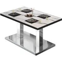 GGM Möbel BM | Bistro Loungetisch | B:T:H 110 x 60 x 41 cm | Weiß Marmor / Edelstahl
