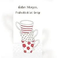 Mank Serviette Tissue Frühstück ist Fertig! in Rot-Braun, 33 x 33 cm, 1/8 Falz, 100 Stück