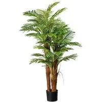 Creativ Green künstliche Pflanze Arecapalme mit Cocosstamm ca 160cm, 27 Wedel, im Kunststofftopf 19x17cm, mit Erde