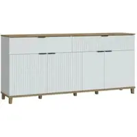 Sconto Sideboard Plissee ¦ weiß ¦ Maße (cm): B: 187 H: 86 T: 40.0