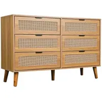 Merax Kommode mit 6 Schubladen, Sideboard Schubladenschrank aus Holz, Schubladenkommode mit Metallgriffe, Maße: B120/H76.5/T40 cm