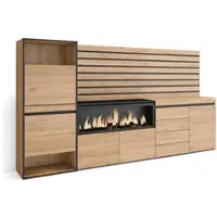 Skraut Home Schuhschrank, Raumsparschrank, 274x35x145 cm, Schlafzimmer, XXL-Elektrokamin, Kommode, Dekopaneele, Modern Style, Eiche _480_64