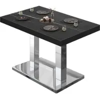 GGM Möbel BM | Bistrotisch | B:T:H 110 x 60 x 77 cm | Schwarz Marmor / Edelstahl | Rechteckig | Schwarzer Rand
