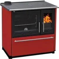 Plamen Küchenofen Holzherd 850 Glas Rot Linke Version und 8 kW