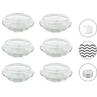 Edzard 6er-Set Schwimm-Teelichthalter Iris, mundgeblasenes Glas, Durchmesser 8 cm, Höhe 4 cm