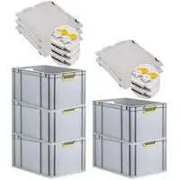 Proregal Spar Set 5x Eurobox Nextgen Color Mit Scharnierdeckel & Schiebeschnappverschlüssen HxBxT 32 x 40 x 60 cm Griffe Gelb Offen Verstärkter Boden
