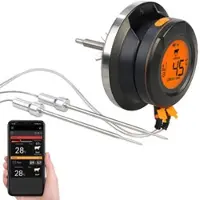 Rosenstein & Söhne Smartes Digital-Grill-Thermometer, Umrüstset, 2 Sensoren, BT, App
