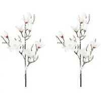 Creativ Green künstliche Pflanze Magnolie beschneit, 15 LED, 115 cm, 2er Set