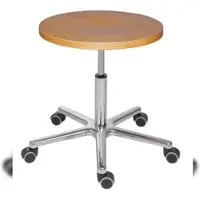 Proregal Belastbarer Hocker Stockton | Sitzh√∂he 47-65cm | Tragfähigkeit 180kg | Buche-Sitz | Aluminium-Fußkreuz mit Doppelrollen | Silber/Buche