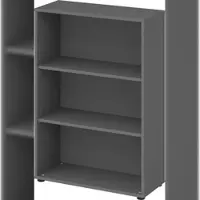 Bümö Regal graphit, Standregal aus Holz für 3 Ordnerhöhen - Bücherregal klein 80 cm breit, Aktenregal für Ordner & Bücher, kleines Büroregal,