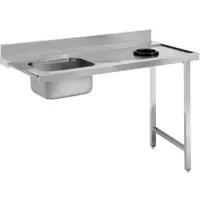 EURAST - Rechter einlass-tisch dome mit 1 becken und abfalleinschnitt - 2100x750x850 mm - 16I12CAM