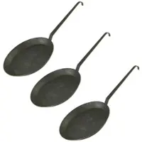 GVK Schmiedeeiserne Brat- und Servierpfanne 3 Stück Ø 28 cm mit Hakenstiel